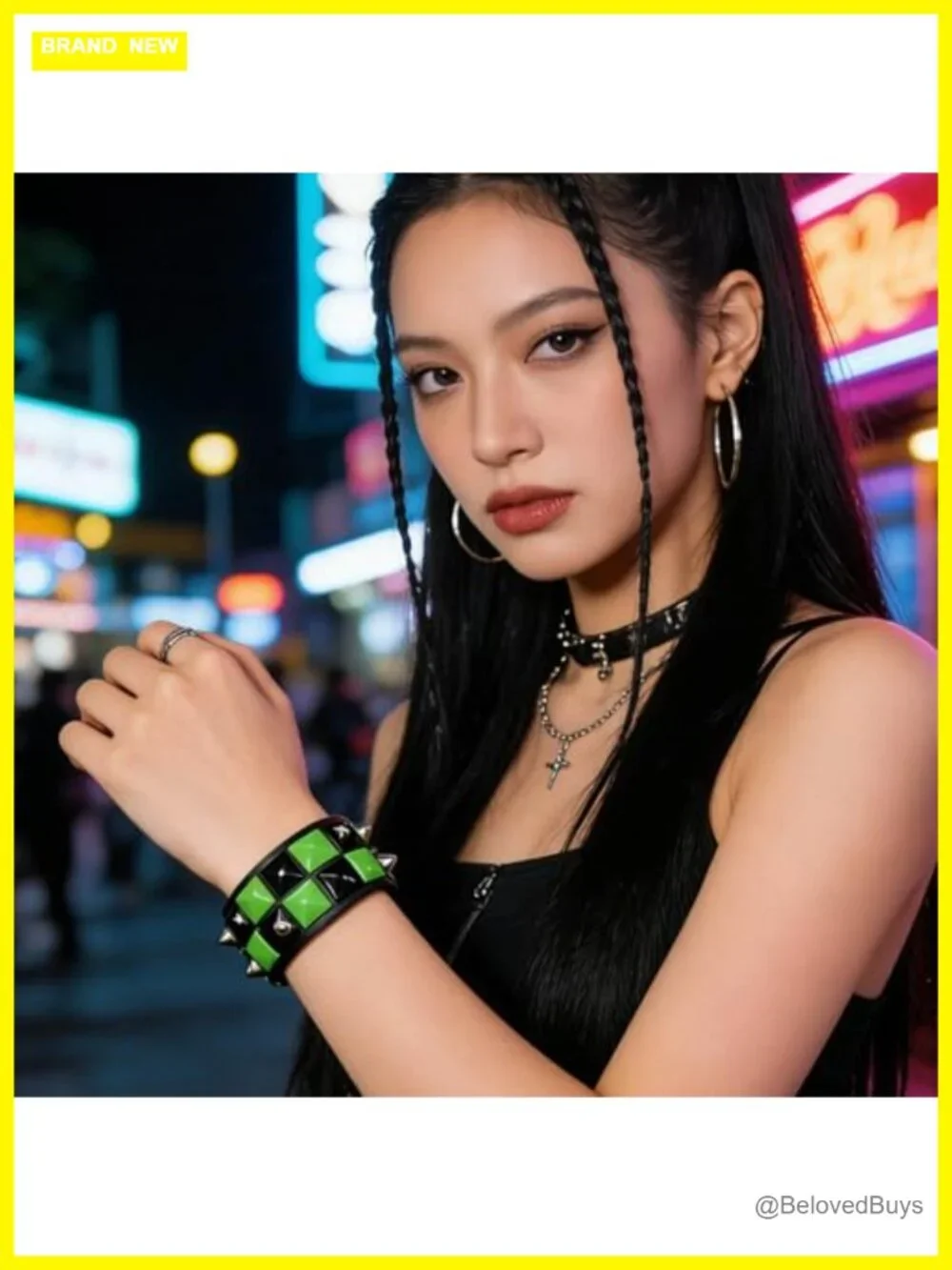 3 Pcs Adjustable Punk Studded Faux Leather Gothic Bracelet Set